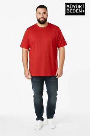Büyük Beden Erkek Basic Tişört – Pamuklu Düz T-Shirt 3XL-6XL SPR26BTS510