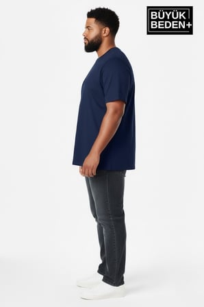 Büyük Beden Erkek Basic Tişört – Pamuklu Düz T-Shirt 3XL-6XL SPR26BTS510