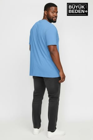 Büyük Beden Erkek Basic Tişört – Pamuklu Düz T-Shirt 3XL-6XL SPR26BTS510