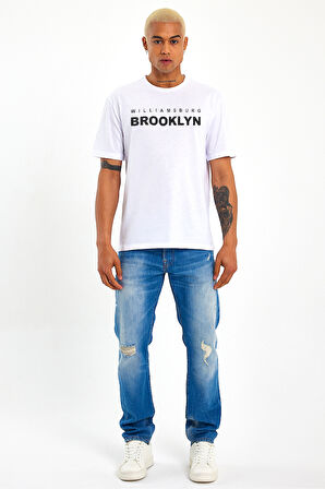 Süperlife Erkek Bisiklet Yaka Willams.Brooklyn Baskılı Tshirt SPR25TS31
