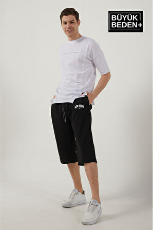 Süperlife Erkek Büyük Beden New York Baskılı Standart &Regular Kalıp Şort SPR25BSR087