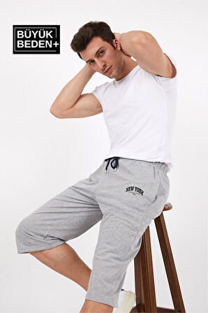 Süperlife Erkek Büyük Beden New York Baskılı Standart &Regular Kalıp Şort SPR25BSR087