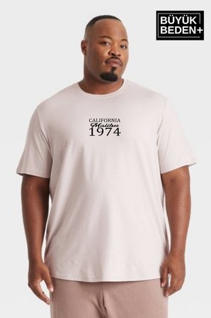 Süperlife Erkek Büyük Beden California 1974 Baskılı 3xl-6xl Bisiklet Yaka Tshırt SPR26TBS510-02