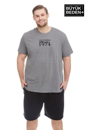 Süperlife Erkek Büyük Beden California 1974 Baskılı 3xl-6xl Bisiklet Yaka Tshırt SPR26TBS510-02
