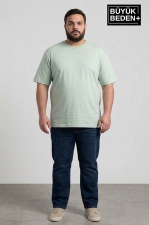 Büyük Beden Erkek Basic Tişört – Pamuklu Düz T-Shirt 3XL-6XL SPR26BTS510