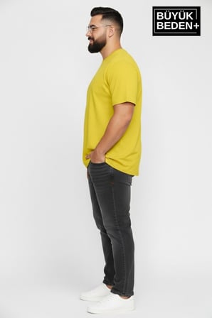 Büyük Beden Erkek Basic Tişört – Pamuklu Düz T-Shirt 3XL-6XL SPR26BTS510