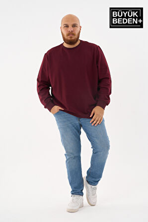 Erkek Büyük Beden Bisiklet Yaka İnce Sweatshirt – Regular Fit %64 Pamuklu SPR26BSW956