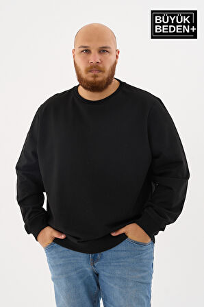 Erkek Büyük Beden Bisiklet Yaka İnce Sweatshirt – Regular Fit %64 Pamuklu SPR26BSW956