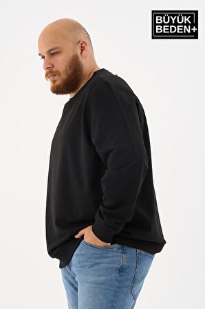 Erkek Büyük Beden Bisiklet Yaka İnce Sweatshirt – Regular Fit %64 Pamuklu SPR26BSW956