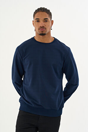 Süperlife Erkek Gri Bisiklet Yaka Ribanalı Regular Fit Sweatshirt spr26swk930