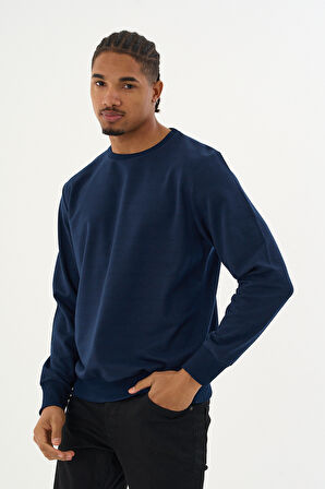 Süperlife Erkek Gri Bisiklet Yaka Ribanalı Regular Fit Sweatshirt spr26swk930