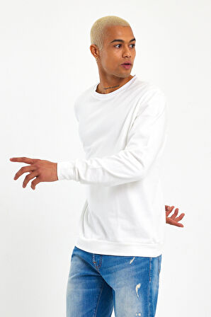 Süperlife Erkek Gri Bisiklet Yaka Ribanalı Regular Fit Sweatshirt spr26swk930