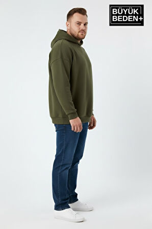 Erkek Büyük Beden İnce Kapşonlu Kollar Ve Etek Ribanalı Swatshırt SPR26BSW957