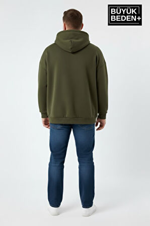 Erkek Büyük Beden Kapüşonlu Orta Brooklyn Baskılı Sweatshirt SPR26BSW961