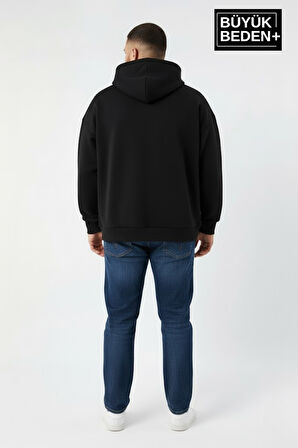 Erkek Büyük Beden Brooklyn 1970 Baskılı Kapüşonlu Sweatshirt SPR26BSW964