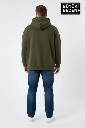 Erkek Büyük Beden Brooklyn 1970 Baskılı Kapüşonlu Sweatshirt SPR26BSW964
