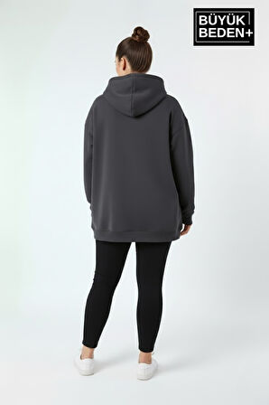 Kadın Büyük Beden Brooklyn 1970 Baskılı Kapüşonlu Sweatshirt SPR26BSWK964