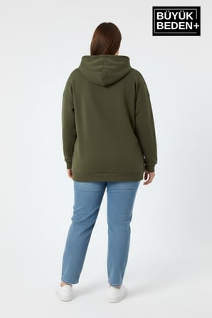 Kadın Büyük Beden Brooklyn 1970 Baskılı Kapüşonlu Sweatshirt SPR26BSWK964