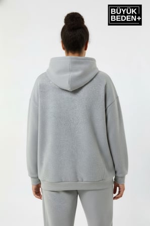 Kadın Büyük Beden California 1974 Baskılı Kapüşonlu Sweat – Rahat Kalıp Hoodie SPR26BSWK965