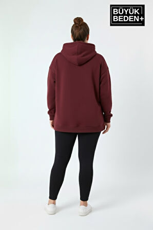 Kadın Büyük Beden California 1974 Baskılı Kapüşonlu Sweat – Rahat Kalıp Hoodie SPR26BSWK965