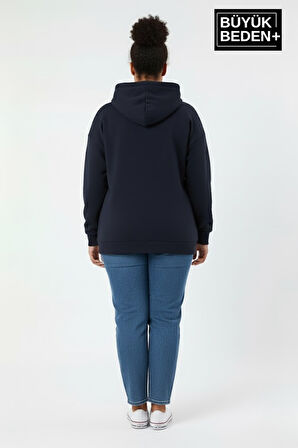 Kadın Büyük Beden Kapşonlu Rahat Kalıp Hoodie – Milano Italia Baskılı Sweatshırt SPR26BSWK967