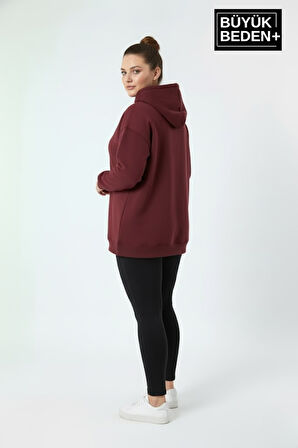 Kadın Büyük Beden Kapşonlu Rahat Kalıp Hoodie – Milano Italia Baskılı Sweatshırt SPR26BSWK967
