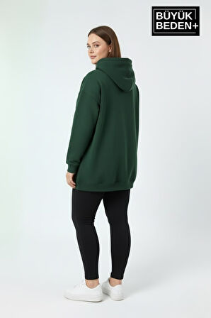 Kadın Büyük Beden Kapşonlu Rahat Kalıp Hoodie – Milano Italia Baskılı Sweatshırt SPR26BSWK967