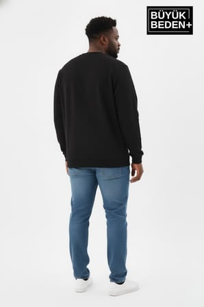 Erkek Büyük Beden MİLANO İTALiA Baskılı Bisiklet Yaka İnce Sweatshirt SPR26BSW956-9