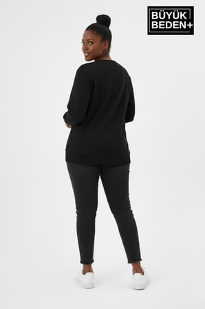 Kadın Büyük Beden Unified Collective Baskılı Bisiklet Yaka Sweatshirt SPR26BSWK956-10
