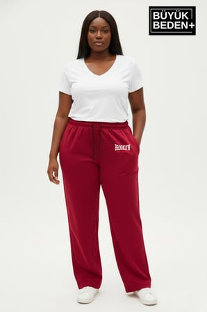 Kadın Büyük Beden BROOKLYN 1970 Baskılı Paça Reçme ince Eşofman Altı SPR26EAK952-3