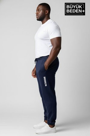 Erkek Büyük Beden BROOKLYN Baskılı Paça Lastikli  Jogger İnce Eşofman Altı  SPR26BEA951-2