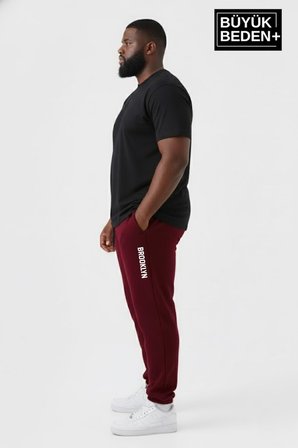 Erkek Büyük Beden BROOKLYN Baskılı Paça Lastikli  Jogger İnce Eşofman Altı  SPR26BEA951-2