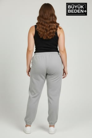 Kadın Büyük Beden BROOKLYN Baskılı Paça Lastikli  Jogger İnce Eşofman Altı  SPR26BEAK951-2