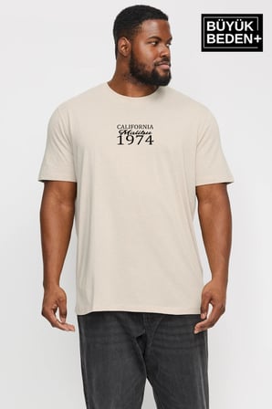 Süperlife Erkek Büyük Beden California 1974 Baskılı 3xl-6xl Bisiklet Yaka Tshırt SPR26TBS510-02
