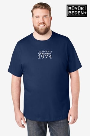 Süperlife Erkek Büyük Beden California 1974 Baskılı 3xl-6xl Bisiklet Yaka Tshırt SPR26TBS510-02
