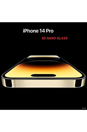 Iphone 14 Pro Tam Kaplayan 5d Nano Glass Ekran Koruyucu Kırılmaz Cam kenarlıklı Uyumlu