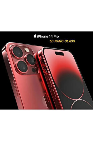 Iphone 14 Pro Tam Kaplayan 5d Nano Glass Ekran Koruyucu Kırılmaz Cam kenarlıklı Uyumlu