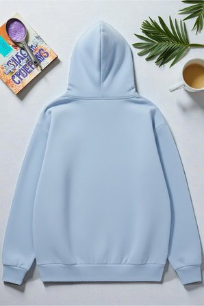 Unisex Uyuyan Kedi Baskılı kapüşonlu Sweatshirt