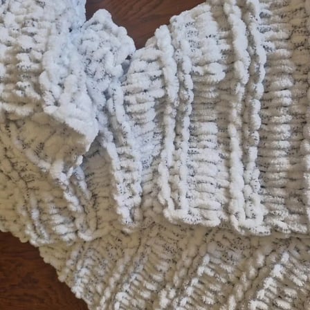 Yumuşacık Örgü Atkı, Puffy , El Örgüsü Şık Atkı, Beyaz Kırçıllı, Moli Tasarım , 
