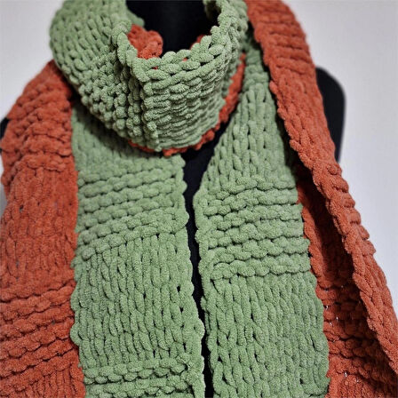 Yumuşacık Örgü Atkı, Puffy , El Örgüsü Şık Atkı, Tasarım, Moli Tasarım