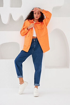 Geometrik Desenli Oversize Kesim Ceket