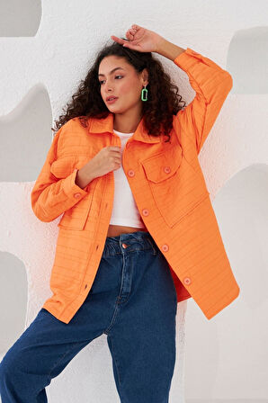 Geometrik Desenli Oversize Kesim Ceket