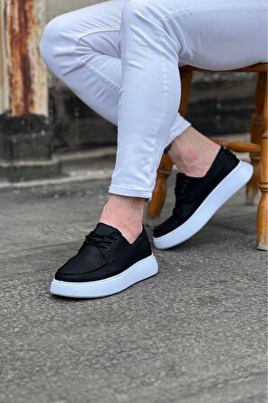 Terzi Bey Tb508 Siyah Cilt Ortopedik Taban Erkek Casual Ayakkabı