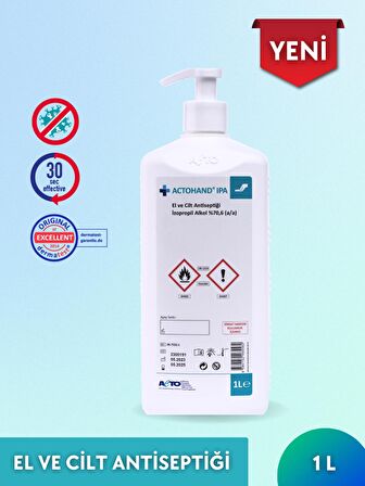 ACTOHAND® IPA 1 Litre | El ve Cilt Antiseptiği - İzopropil Alkol 75 % (v/v)