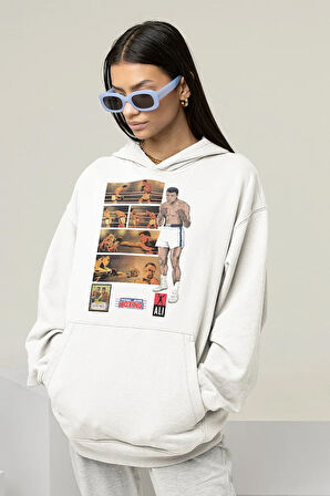Muhammedd Alii Cllay Baskılı Unisex Oversize Efsane Boksör Hoodie