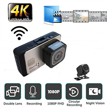 4K UHD Wifi Araç Kamerası Kayıt Cihazı Ön Arka Kamera