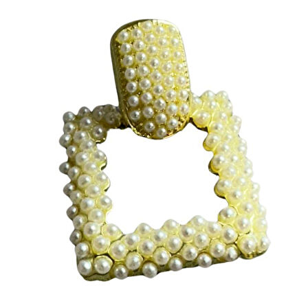 Uretti - İREM 3914 4913 Minik İncili Geometrik Kare Küpe