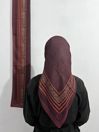 Aminenesil Soft Pamuk Etnik Düz Eşarp Bordo Renk