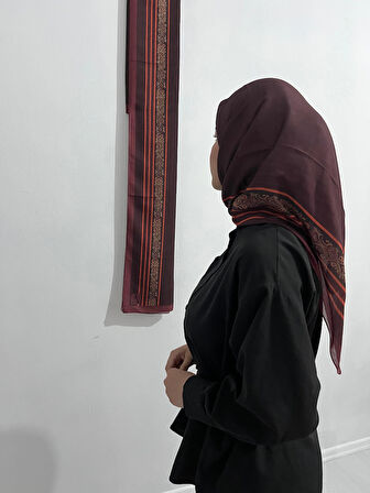Aminenesil Soft Pamuk Etnik Düz Eşarp Bordo Renk