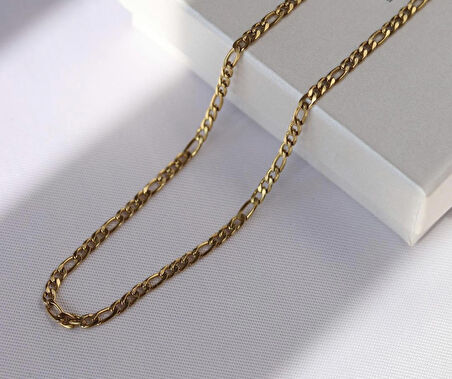 KISA VİNTAGE ZİNCİR KOLYE GOLD ÇELİK ÜZERİ ALTIN KAPLAMA GARANTİ BELGELİ
